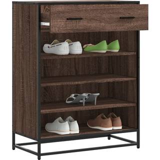 skoskab 75x38x97,5 cm konstrueret træ og metal brun egetræ