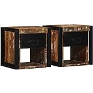 sengeskabe 2 stk 40x35x40 cm massivt genbrugstræ flerfarvet