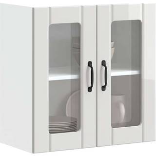 køkkenskab med vitrinelåge "Lucca" højglans hvid konstrueret træ