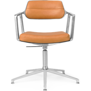 Vipp453 swivel+ kontorstol sand farvet læder poleret stel glidere