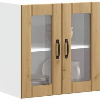 køkkenvægskab med vitrinelåge "Lucca" håndlavet eg i konstrueret træ