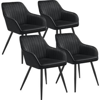 Stol Marilyn, velour, quiltet - sort/sort,Sæt med 4 stk.