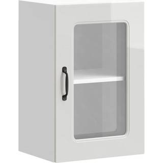 køkkenskab med vitrinelåge "Kalmar" højglans hvid konstrueret træ