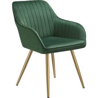Stol Marilyn, velour, quiltet - mørkegrøn/guld,pr. stk.
