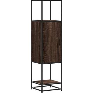 skab brun egetræ 35,5x35x139 cm konstrueret træ og metal