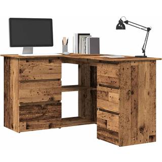 skrivebord til hjørne 145x100x76 cm konstrueret træ antikt træ