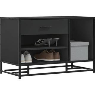 Skobænk 80X40X53,5 Cm Konstrueret Træ Metal Etræsfarve - Sort