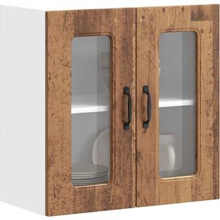 Køkkenskab Med Vitrinelåge "Kalmar" Gammelt Træ Konstrueret Træ