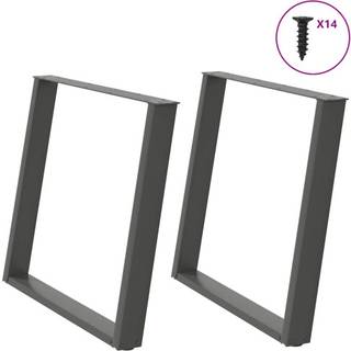 spisebordsben U-formet 2 stk. antracit 100x(72-73) cm stål