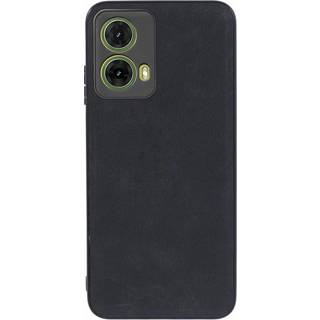 Motorola Moto G35 (5G) - EIDERWOOD Læderbelagt Fleksibelt Plastik Cover - Sort