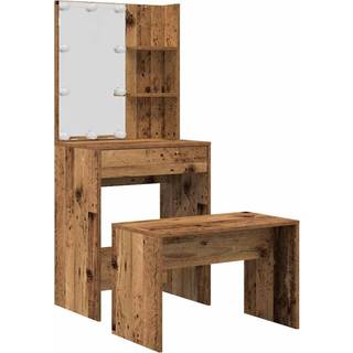 Makeupbordssæt Med Led-Lys Konstrueret Træ - Gammelt træ / 60 x 40 x 140 cm