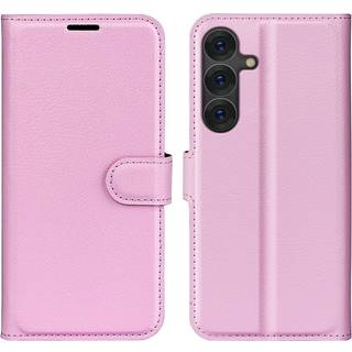 EIDERWOOD Samsung Galaxy S25+ (Plus) Stødresistent Læder Wallet Cover med Litchi Tekstur - Lyserød