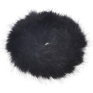 Hårelastik med pels - Faux Scrunchie, sort