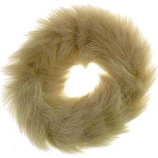 Hårelastik med pels - Faux Scrunchie, natur