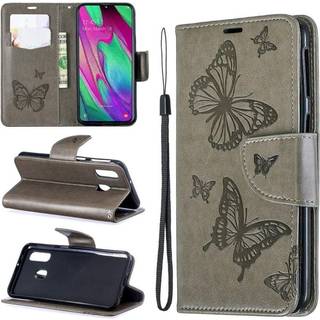 Butterfly Samsung Galaxy A40 etui - Grå