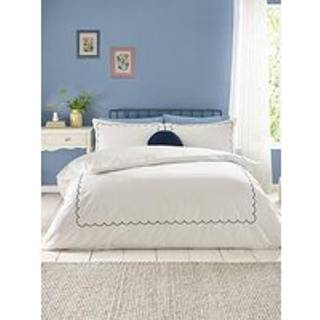 Catherine Lansfield Catherine Lansfield Blue Scallop Border Embroidery Duvet Cover Set