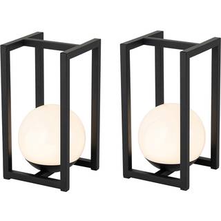 Sæt med 2 udendørs bordlamper sort med berøringsgenopladning - Nowi