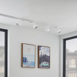 Lindby skinnesystem Linaro, GU10, 4 lyskilder, hvid, Ø 9 cm