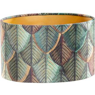Velvet lampeskærm med bladmønster og guld indvendig oval 25/16/15