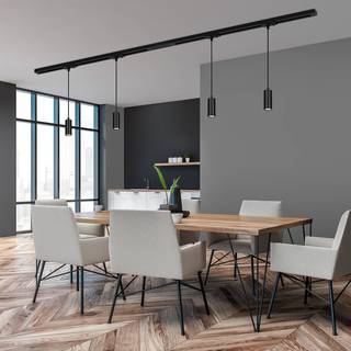 Briloner RAIL 230 V skinnesystem, sort, 4 LED-pendler, længde 1,5 m Rail, dæmpbar, Sort, Stue/spisestue, Metal, Moderne