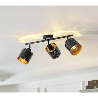 Lindby loftlampe Aralena, sort/guld, 3 lyskilder, længde 70 cm