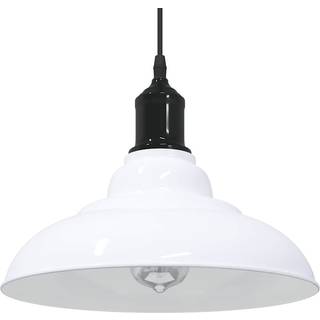 pendellampe højdejusterbar E27 Ø 31 cm metal glans hvid