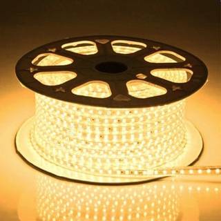 5 m. vandtæt LED strip (Type Q) - 230V, IP67, 120 LED, 6W pr. meter - Forpakning : Længere stykke (antal x 5m.), Kulør : Varm