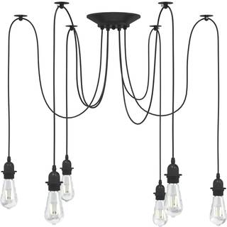 pendellampe med 6 lampeholdere E27 metal sort