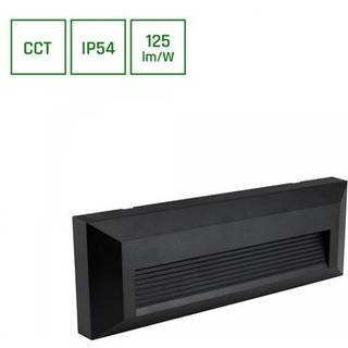 Encanta asymmetrisk 6W CCT 230V IP54 230x80x30mm sort overflade facadelampe - Dæmpbar : Ikke dæmpbar, Kulør : CCT (Varm til Kold Hvid)