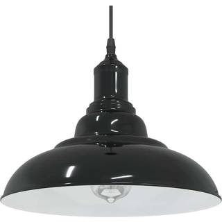 pendellampe højdejusterbar E27 Ø 31 cm metal glans sort