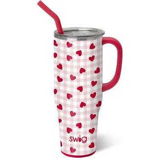 Swig Life 40oz mega krus 40 oz tumbler med håndtag og halmkopholdervenlig opvaskemaskine sikker ekstra stor isoleret tumbler rustfrit stål (rød h