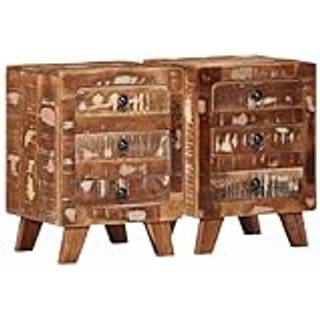 sengeborde 2 stk. 37x32x50 cm massivt genbrugstræ