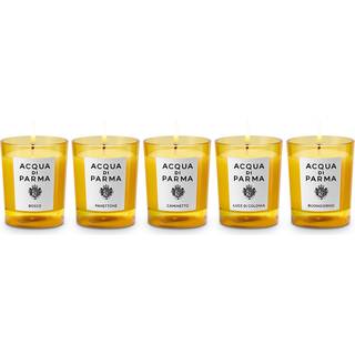 Acqua di Parma Home Fragrance Home Collection Stearinlys-kvintet Bosco Candle 28 gr. + Panettone 28 gr. + Caminetto 28 gr. + Luce di Colonia 28 gr. + Buongiorno 28 gr. 28 g (27.643,00 kr / 1 kg) - 28 g