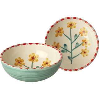 Rice Ceramic Bowl 13,4 Cm Yellow Flower - Serveringsskåle Keramik Jade - CEBWL-HPFLOY