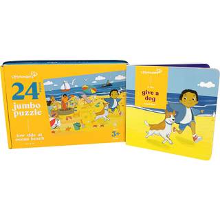 Upbounders 24-stykke Jumbo Gulv puslespil & billedbog st til brn | Lavvande ved Ocean Beach Puslespil for smbrn og brn | Pdagogisk tavlebog