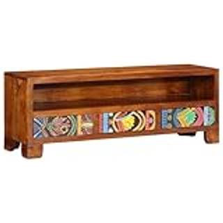 tv-bord 110x30x40 massivt akacietræ flerfarvet