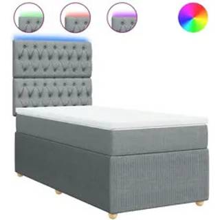 Kontinentalseng Med Madras Stof Lysegrå - Med pynteknapper / 80 x 200 cm