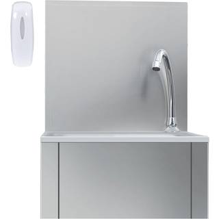 håndvask med vandhane og sæbedispenser rustfrit stål