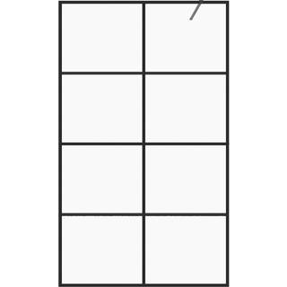 brusevæg 90x195 cm klart sikkerhedsglas sort