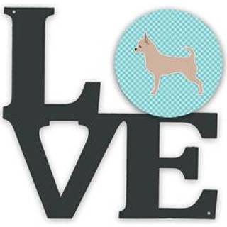 """" Caroline's Treasures Chihuahua Checkerboard Blue Metal Artwork Love Wall-decor multicolor """"