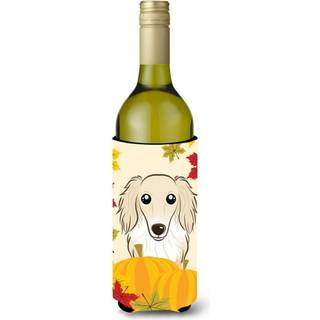 """" Caroline's Treasures BB2018Literk """" """" Longhair Crme Dachshund Thanksgiving """" """" Wine Bottle Hugger Koozie 750ml Multicolor """"