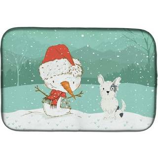 """" Caroline's Treasures Black and White Terrier Snowman Christmas Dish Drying Mat 14 X 21 Multicolor """"
