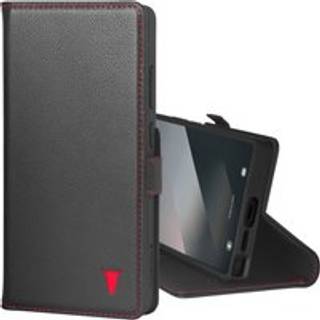 Galaxy S25 Ultra Leather Case (with Stand Function) - Black with Red Detail