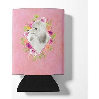"""" Caroline's Treasures CK4200CC White Standard Poodle Pink Flowers kan eller flaske Hugger Cold-Beverage-Koozies 12 Oz Multicolor """"