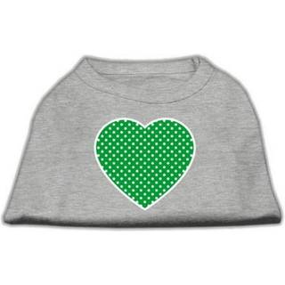 Green Swiss Dot Heart Screen Print Shirt Grey LG
