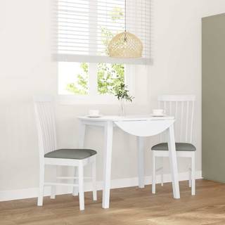 Spisebordsstole Massivt Gummitræ - Hvid og grå