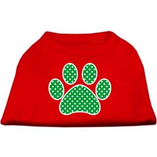 Green Swiss Dot Paw Screen Print Shirt Red XS