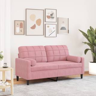 2-personers sofa med pyntepuder 140 cm velour pink