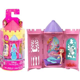 Mattel Disney Princess Tower Surprise Small Dolls & Accessories Stabling Playsets med 4 overraskelser og ven fra Disney -film (Styles kan variere