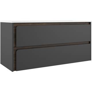 Tvättställsskåp Clarte Mörkgrå-Walnut Matt 120 cm med Handfat Vit Blank